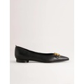 Boden Pointed Toe Detail Flat Shoes - Black/ Embellishment