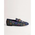 Boden Embroidered Suede Loafers - Navy Embroidered