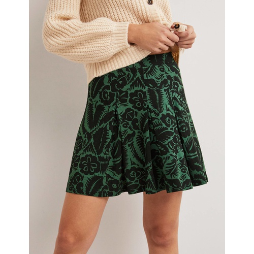 보덴 Boden Jersey Mini Skirt - Trekking Green Abstract Garden