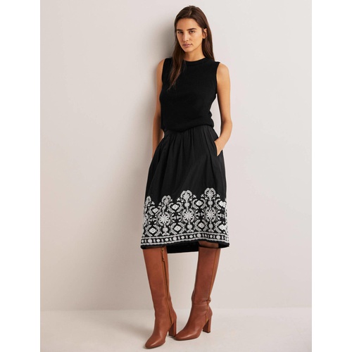 보덴 Boden Embroidered Full Skirt - Black Embroidery