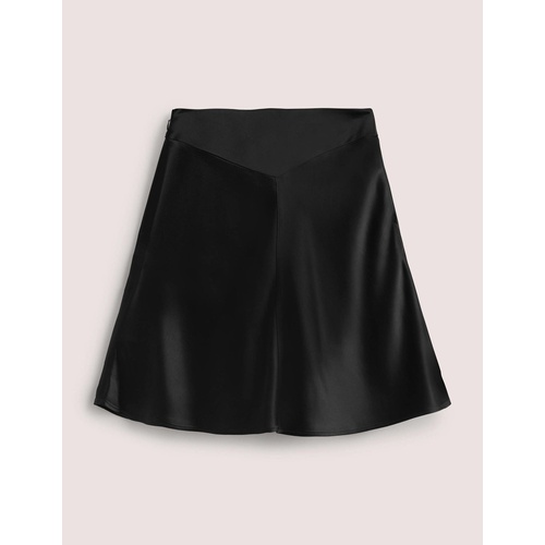 보덴 Boden Black Satin Bias-cut Mini Skirt - Black
