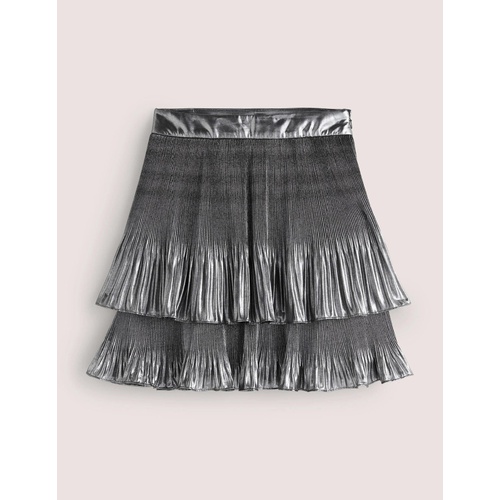 보덴 Boden Plisse Mini Skirt - Metallic Foil
