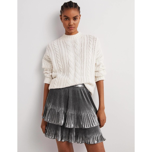 보덴 Boden Plisse Mini Skirt - Metallic Foil