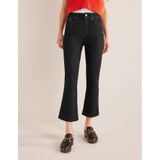 Boden Fitted Cropped Flare Jeans - Black