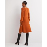 Boden Square Neck Knitted Dress - Copper Red