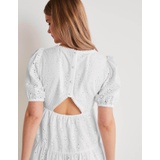 Boden Back Detail Broderie Dress - White