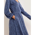 Boden Scoop Neck Jersey Midi Dress - Riviera Blue, Bloom Cluster