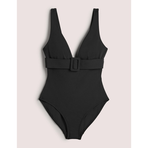 보덴 Boden Belted Deep V Swimsuit - Black