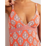 Boden Arezzo V-neck Panel Swimsuit - Coral, Opulent Paisley