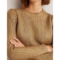 Boden Ribbed Gold Sweater - Gold Foil