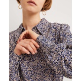 Boden Dart Detail Fitted Shirt - Persian Blue, Leaf Cluster