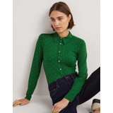 Boden Fitted Jersey Shirt - Hunter Green, Foil Dot