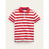 Boden Pique Polo Shirt - Breton Ivory/Red