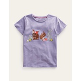 Boden Superstitch Logo T-Shirt - Misty Lavender Bunnies