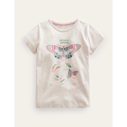 보덴 Boden Logo Educational T-shirt - Oatmeal Marl Butterfly