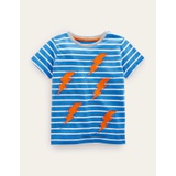 Boden Reverse Applique T-shirt - Cabana Blue/Ivory Lightening