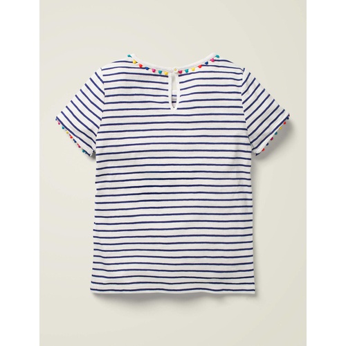 보덴 Boden Charlie Pom Jersey T-shirt - Starboard Navy/Ivory