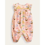 Boden Ruffle Printed Romper - Provence Dusty Pink Animals