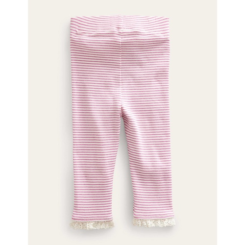 보덴 Boden Ribbed Lace Leggings - Ivory/Pink