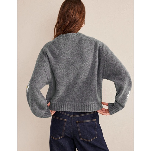 보덴 Boden Embellished Wool Sweater - Dark Grey Melange
