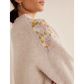 Boden Embellished Wool Sweater - Oatmeal Melange