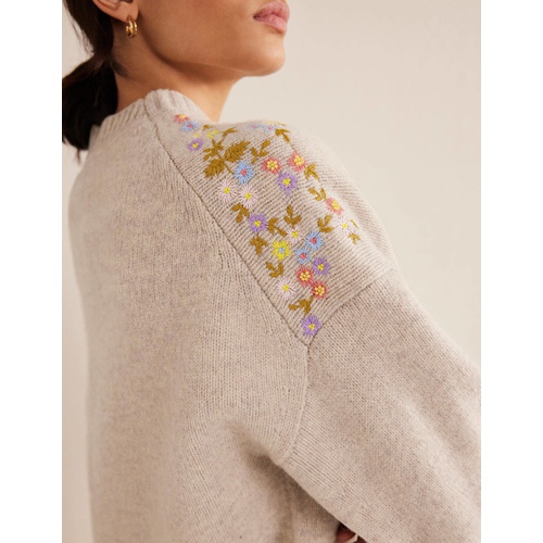 보덴 Boden Embellished Wool Sweater - Oatmeal Melange