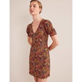 Boden V-Neck Jersey Mini Dress - Multi, Gardenia Petal