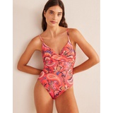 Boden Twist Support Swimsuit - Coral, Paradise Paisley