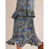 Boden Satin Ruffle Floral Midi Skirt - Nebulas Blue, Gatdenia Petal
