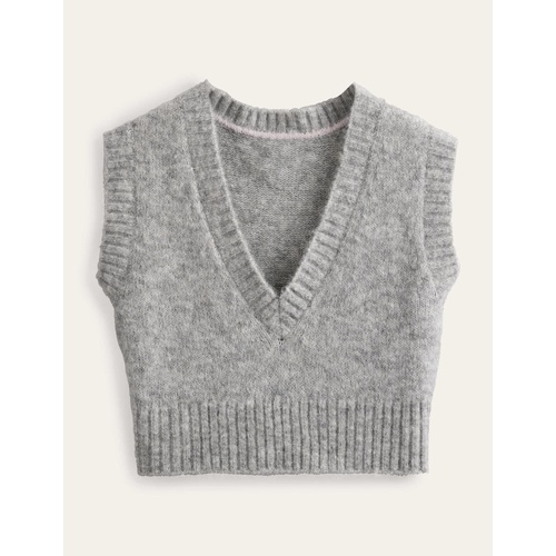 보덴 Boden Cropped V-neck Sweater Vest - Grey Melange
