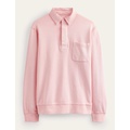 Boden Button Neck Sweatshirt - Lotus Pink