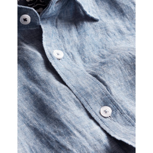 보덴 Boden Cutaway Collar Linen Shirt - Blue Chambray