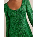 Boden Button Front Jersey Mini Dress - Green Bee, Tulip Sprig