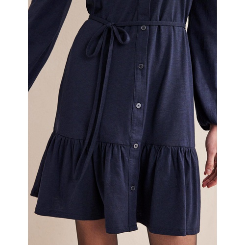 보덴 Boden Tiered Jersey Shirt Mini Dress - Navy