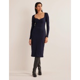 Boden Sweetheart Ribbed Jersey Dress - Navy