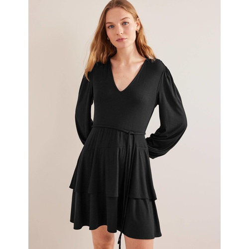 보덴 Boden Tiered Mini Jersey Dress - Black
