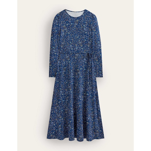 보덴 Boden Skirt Seam Detail Midi Dress - Navy, Wildflower Paisley