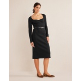 Boden Sweetheart Ribbed Jersey Dress - Black
