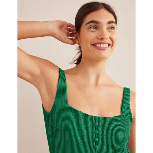 보덴 Boden Henley Textured Swimsuit - Bright Green Texture