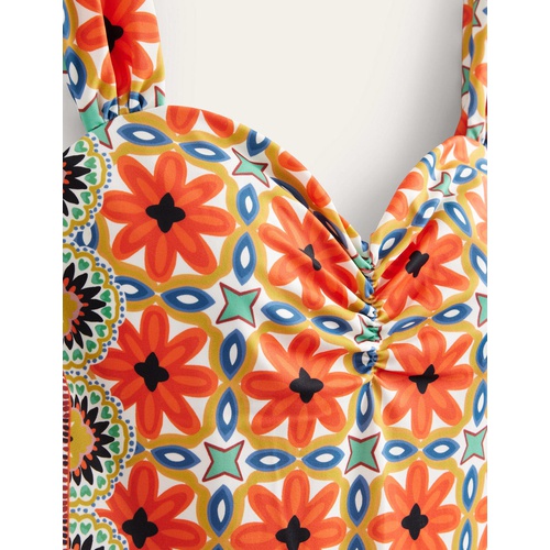 보덴 Boden Pleated Sweetheart Swimsuit - Tigerlily, Tapestry Geo