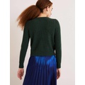 Boden Embellished Stitch Sweater - Dark Green, Embellished Collar