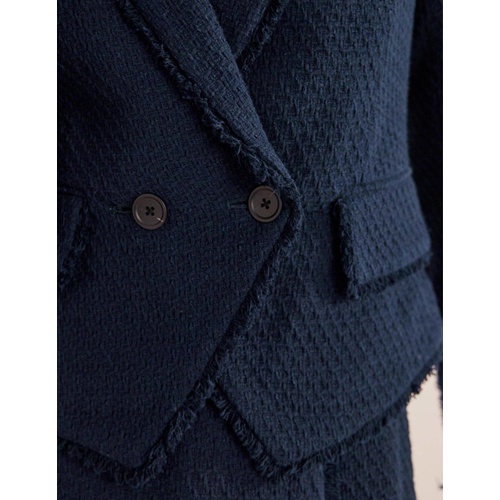 보덴 Boden Textured Cotton Cropped Blazer - Navy