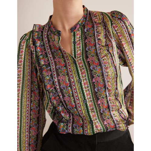 보덴 Boden Ruffle Printed Shirt - Multi, Carnation Bloom