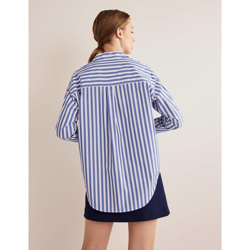 보덴 Boden Oversized Cotton Shirt - Cobalt Stripe