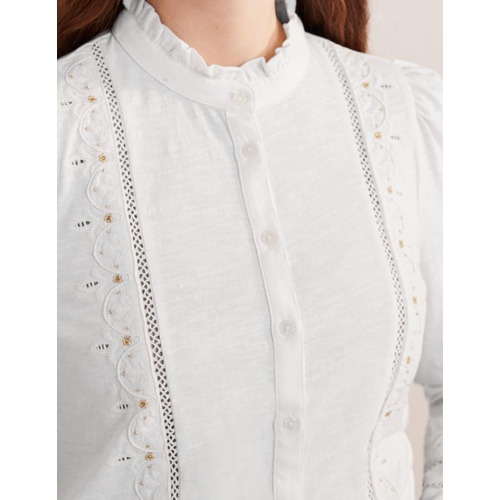 보덴 Boden Embroidered Jersey Shirt - White