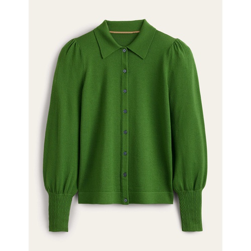 보덴 Boden Merino Detail Cuff Shirt - Broad Bean Green