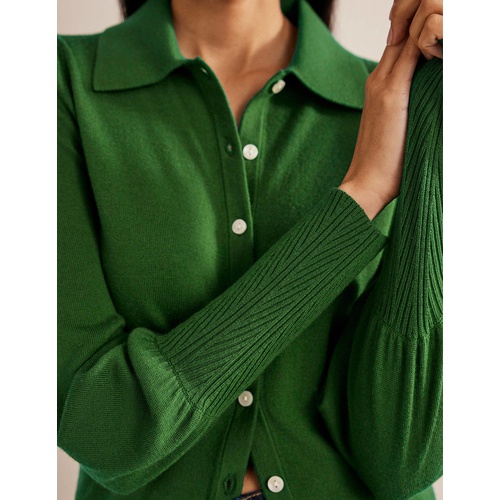 보덴 Boden Merino Detail Cuff Shirt - Broad Bean Green