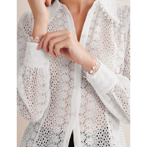 보덴 Boden Fitted Lace Shirt - White