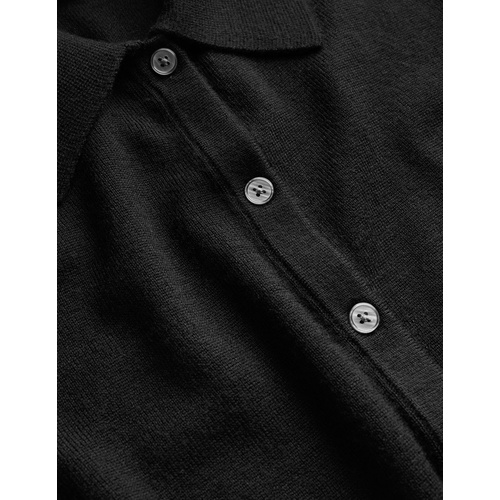 보덴 Boden Merino Detail Cuff Shirt - Black