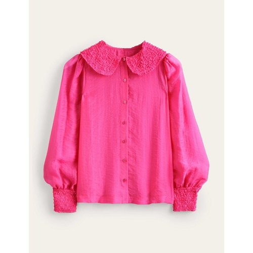보덴 Boden Ruffle Detail Organza Shirt - Shocking Pink
